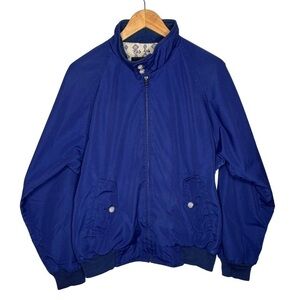 Vtg Eddie Bauer 100% cotton full zip Royal blue bomber varsity jacket Men’s Sz S